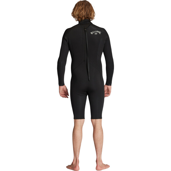 2024 Billabong Hombres Absolute 2/2mm Back Zip Manga Larga Shorty Neopreno ABYW400121 - Black